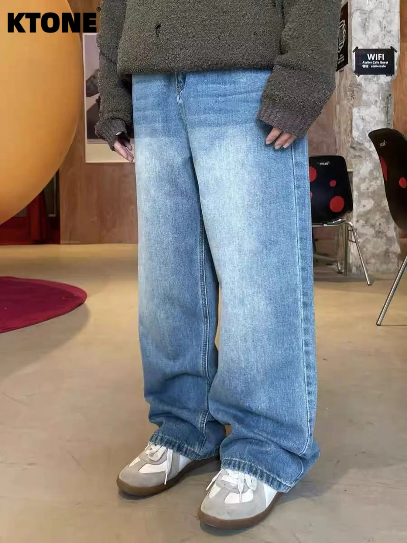

Man Pants Unisex Loose Blue Original Jeans Drip Y2K For Man No accessories or belts included