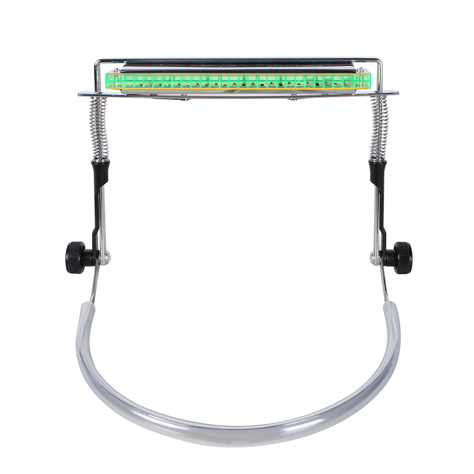 Harmonica Holder Adjustable Alloy Steel Professional Harmonica Neck Holder for 10 Hole 24 Hole Harmonicas Silver with Sticker