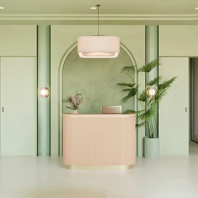 

&c Beautiful Reception Desk LED Light White Reception Table Front Table Salon Furniture Desk For Store Office