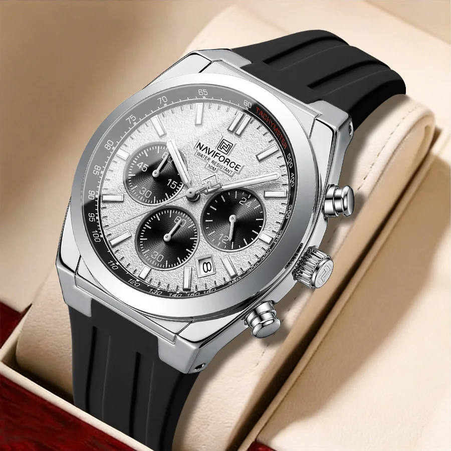 NAVIFORCE Herren Mode Luxus Quarzuhr Sport 24-Stunden-Anzeige Datumsfenster Wasserdichte Chronograph Armbanduhr Männergeschenk
