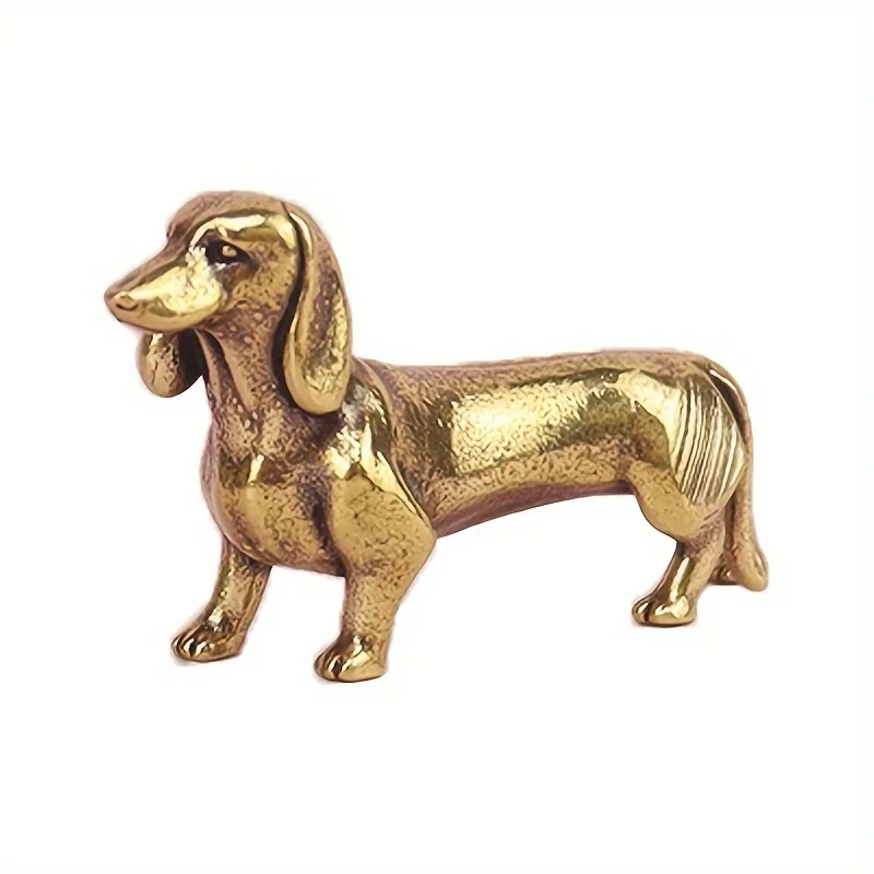 1 Piece of Small Retro Corgi Dog Sculpture, Manual Wax Loss Craft Dachshund, Desk Decoration, Pet Lovers