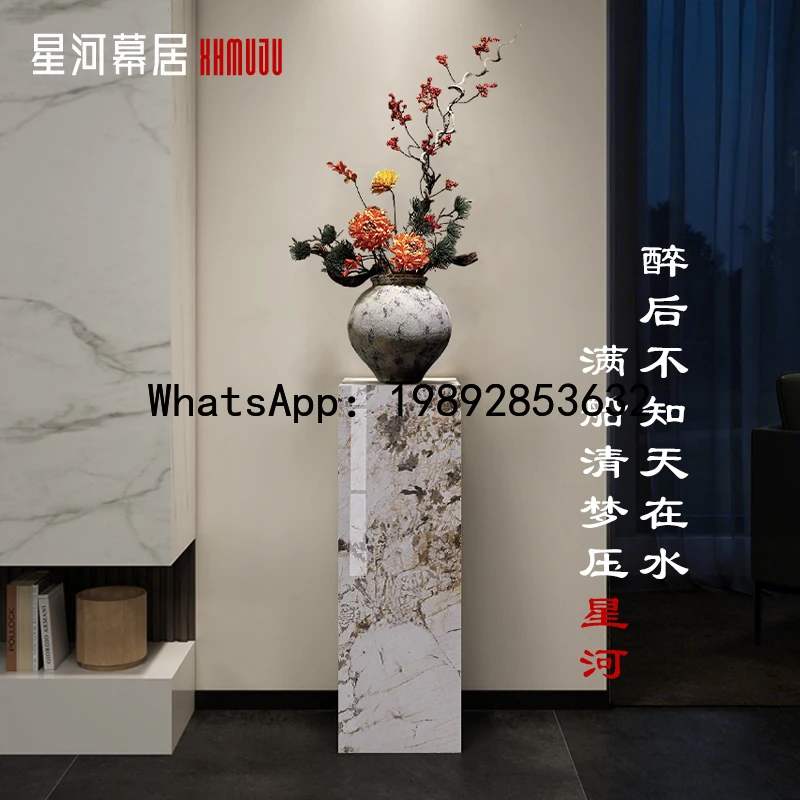 XL Balcony Flower Stand Living Room Floor-standing Corner Side Table Flower Table Column Marble Ornament Base