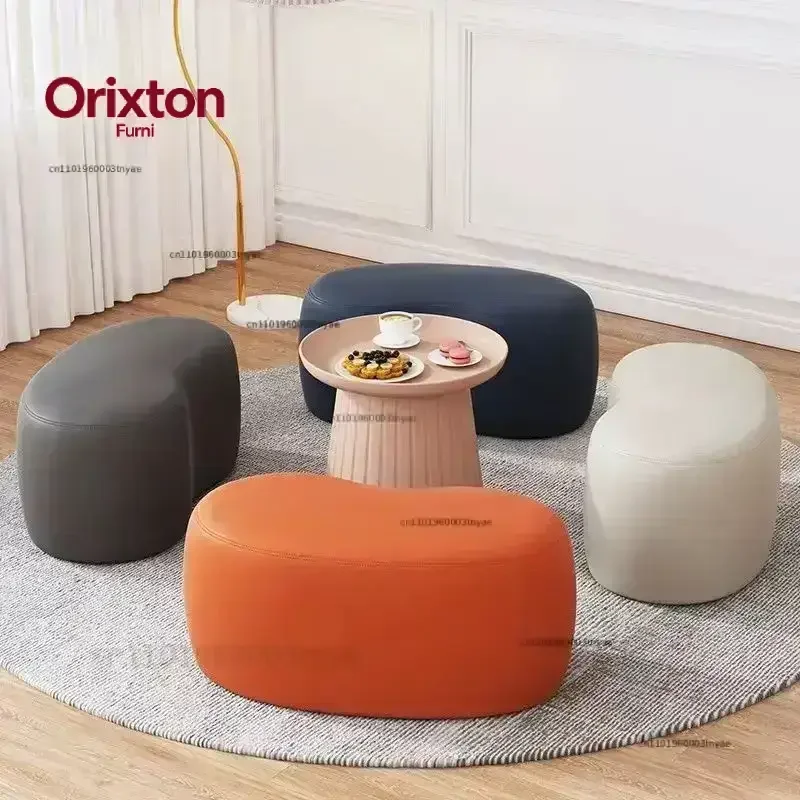 Stool INS Lamb Changing Wool Foot Stool Bedroom Pouf Nordic Shoe Ottoman Creative Design Living Room Floor Sofa Bench