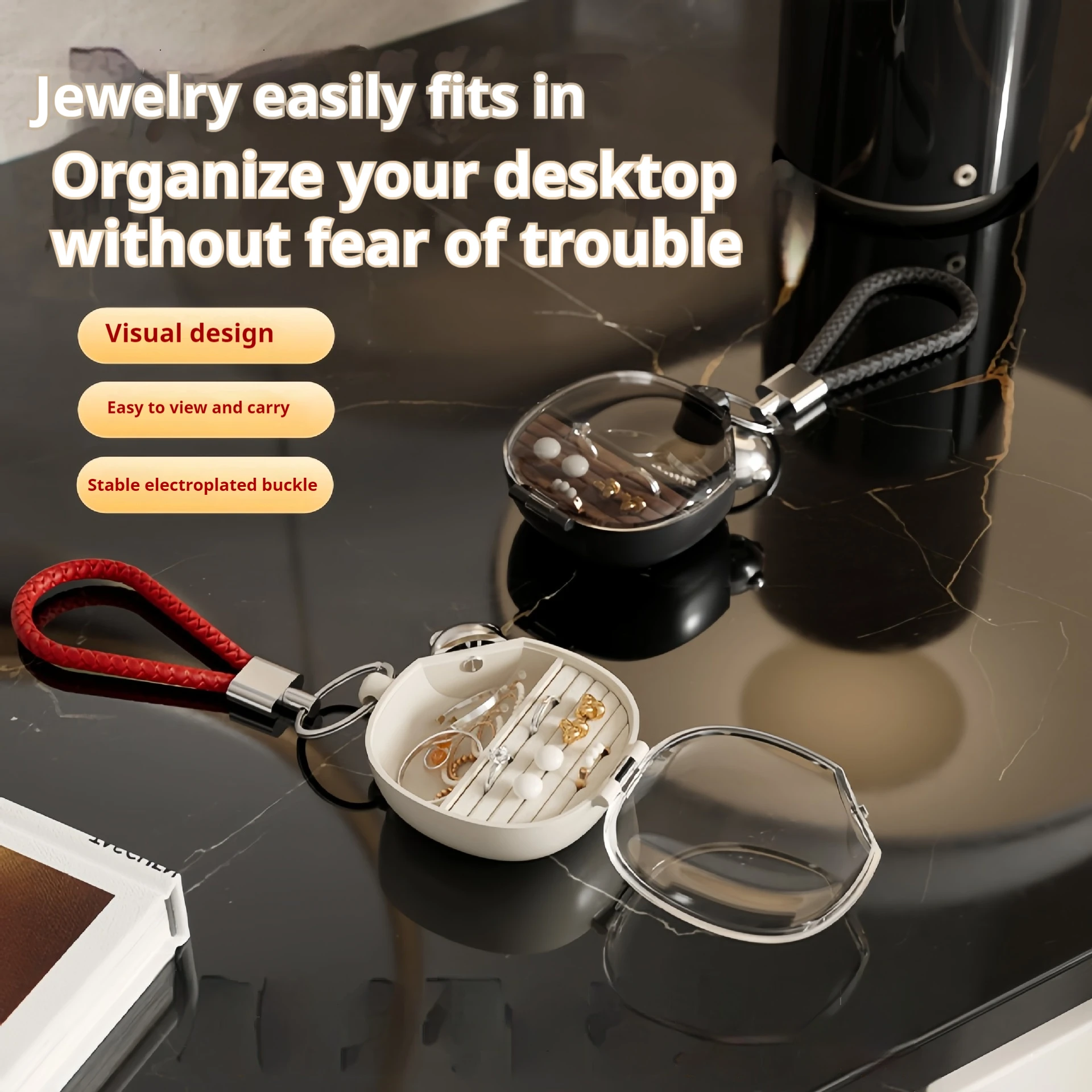 

Jewelry storage box Mini portable necklace stud earrings ring jewelry box is suitable for travel jewelry storage