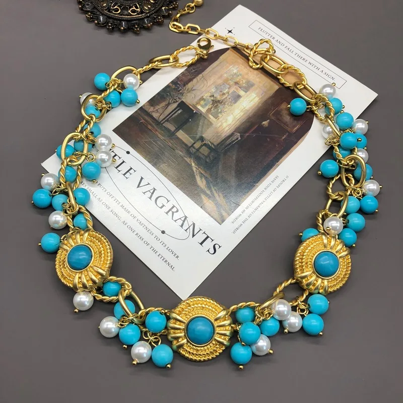 

Ожерелье из бисера в винтажном стиле, элегантное короткое женское ожерелье в стиле ретро, изысканное роскошное женское жемчужное ожерелье для вечеринок