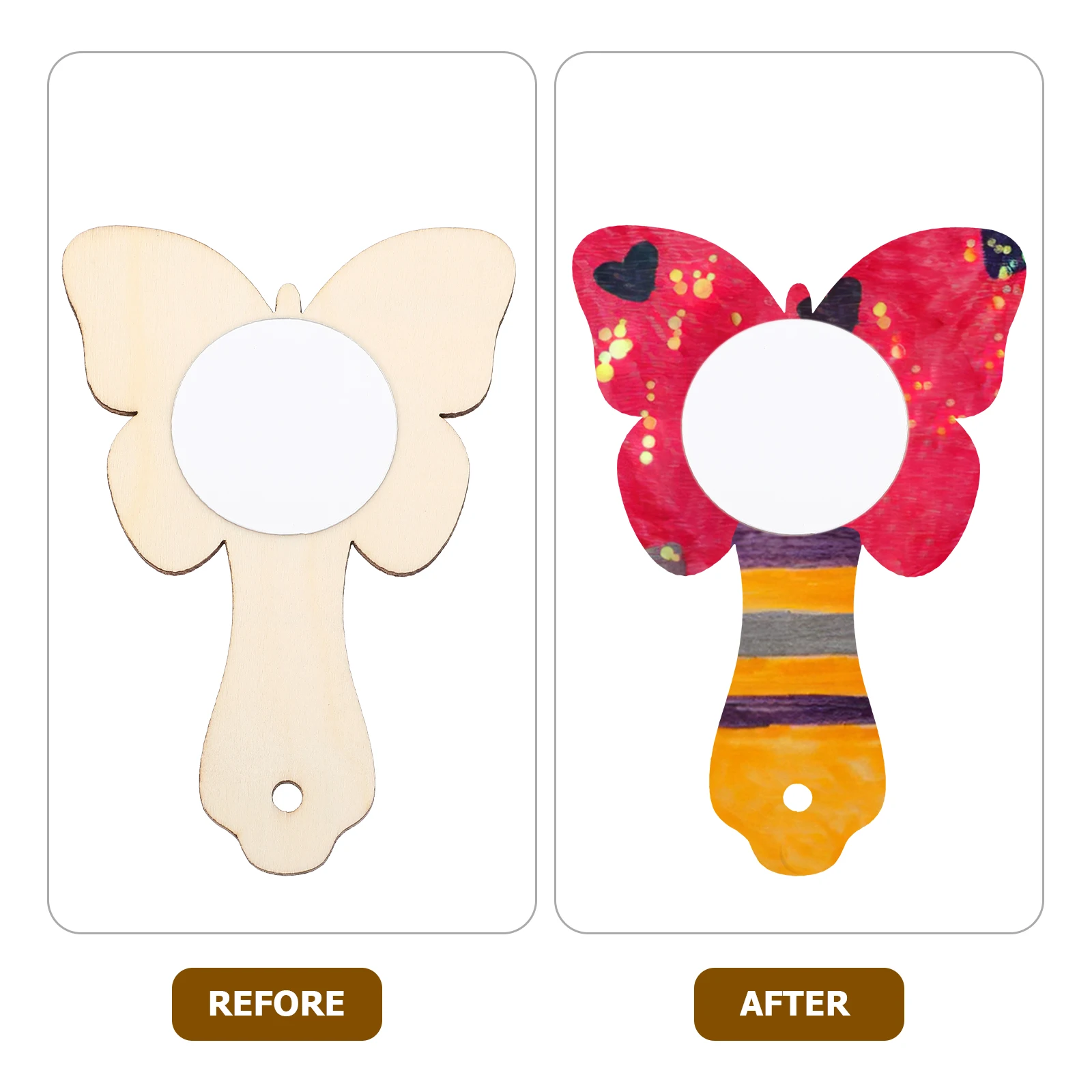 

10Pcs DIY Handheld Wooden Mirrors Unfinished Painting Small Mirrors for Craft Handmade Decorative Use Small Wooden Mirror