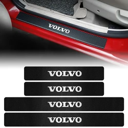 4PC For volvo RDESIGN XC60 XC90 V40 V50 V60 S60 S80 S90 T6 Carbon Fiber Car Door Sill Stickers Car Emblem Protective Decoration