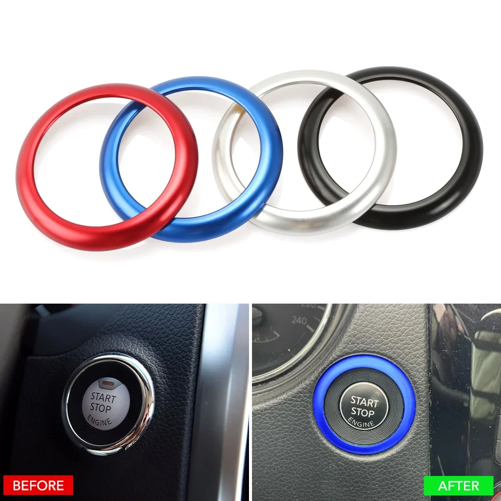 Car Start Stop Button Ring Cover Trim Auto Engine Ignition Button Sticker For Nissan Qashqai J11 Lafesta Murano X-Trail etc