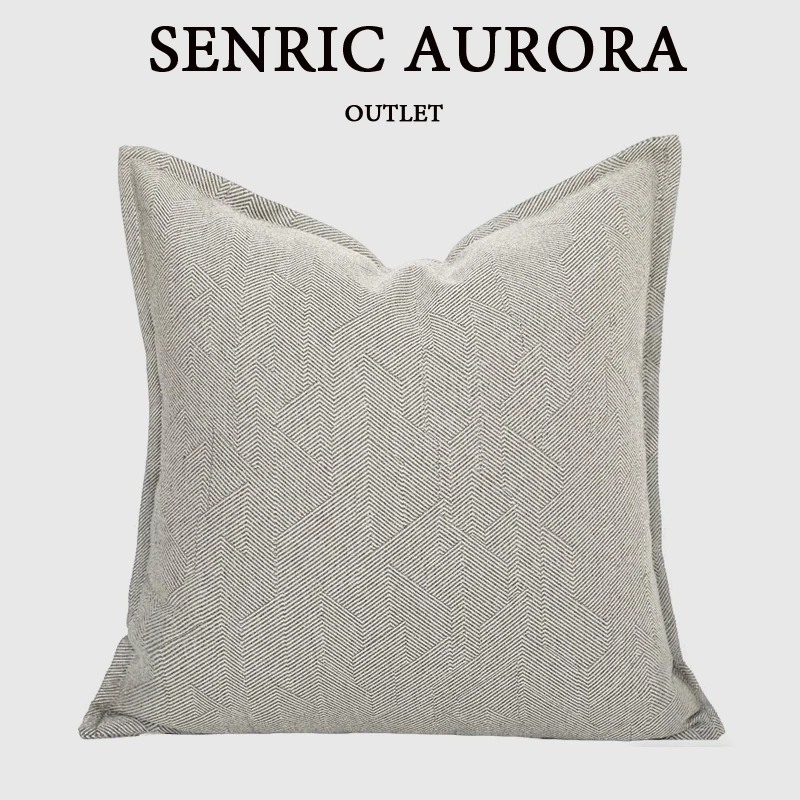 Luxury Cushion Cover Beige Geometric Edge Pressed Square Pillow Case For Home Hotel Sofa Bed