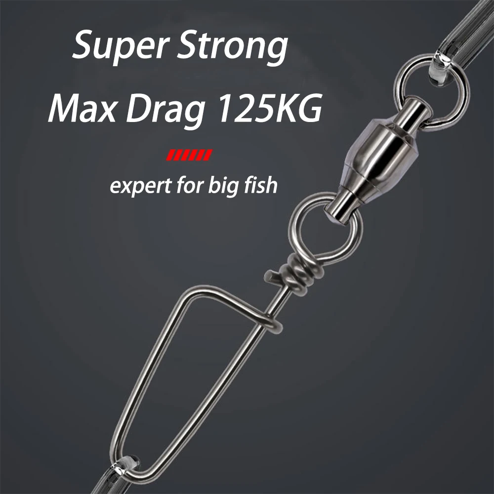 ORJD 5/10pcs Swivels Snap Fishing Connector Strong KG Barrel Bearing Swivel Coastlook Stainless Steel Fishing Tackle Accessories