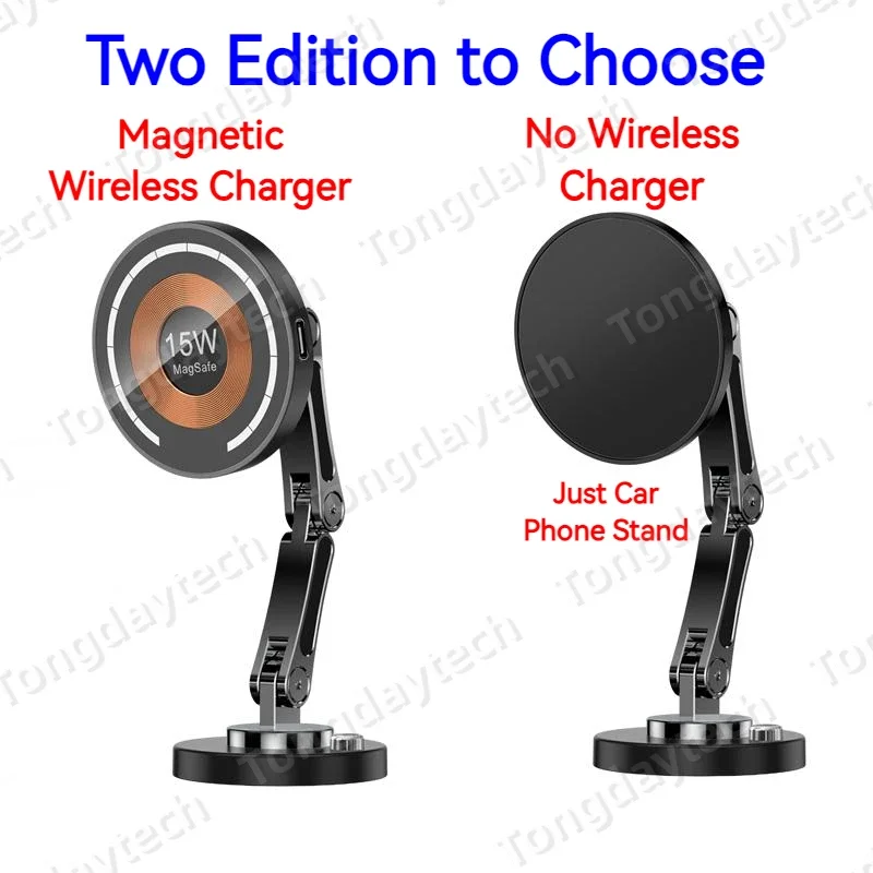 Chargeur magnรฉtique de voiture sans fil en alliage d\'aluminium, support de rotation ร 360 ยฐ, iPhone 14 13 12 11 Pro Max, Samsung Carregadores Sem