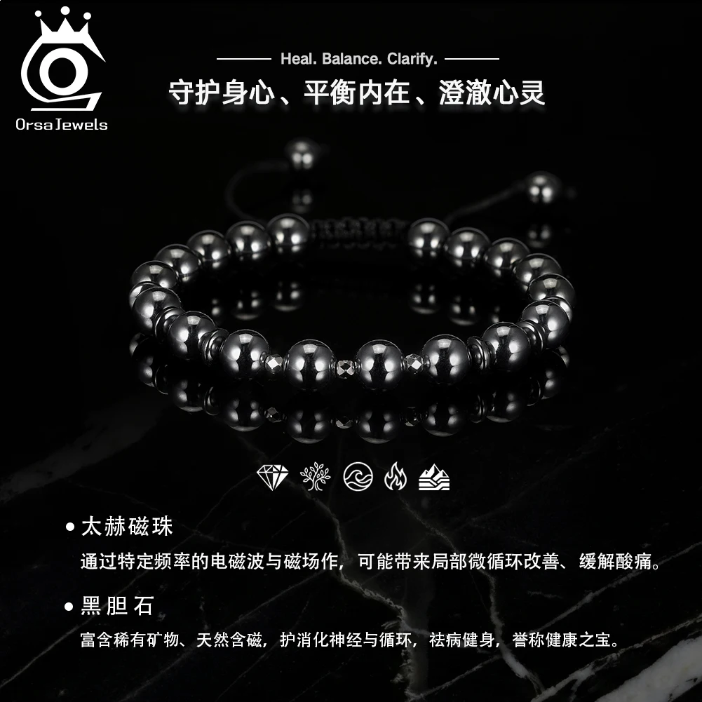 ORSA JEWELS Round Natural Stone Beaded Bracelets for Women Healing Crystal Bracelets Jewelry Enhance Positive Energy GMB76