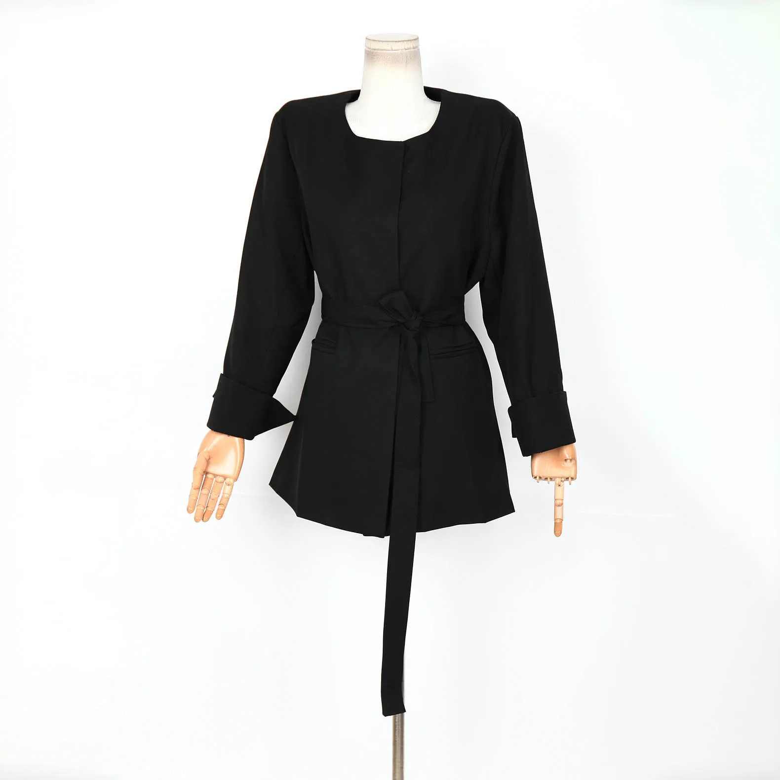 

Женский весенний повседневный плащ, новинка 2025 года, однотонное элегантное офисное женское пальто с поясом на талии, модное свободное пальто с длинными рукавами