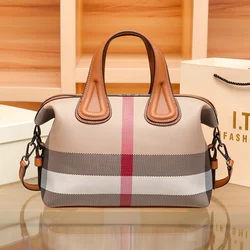 Lady Boston Handbags 2023 Luxury Fashion Plaid Canvas Women Messenger Shoulder Bags Designer di marca borsa a tracolla portatile borse