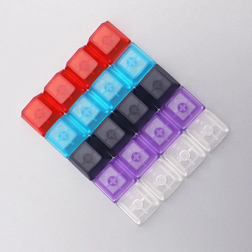10pcs/pack Colored Transparent Keycaps Cherry Profile R4 Height 1U Blank Backlit Key Caps Thickness 1.7mm DIY MX Switch Keycap