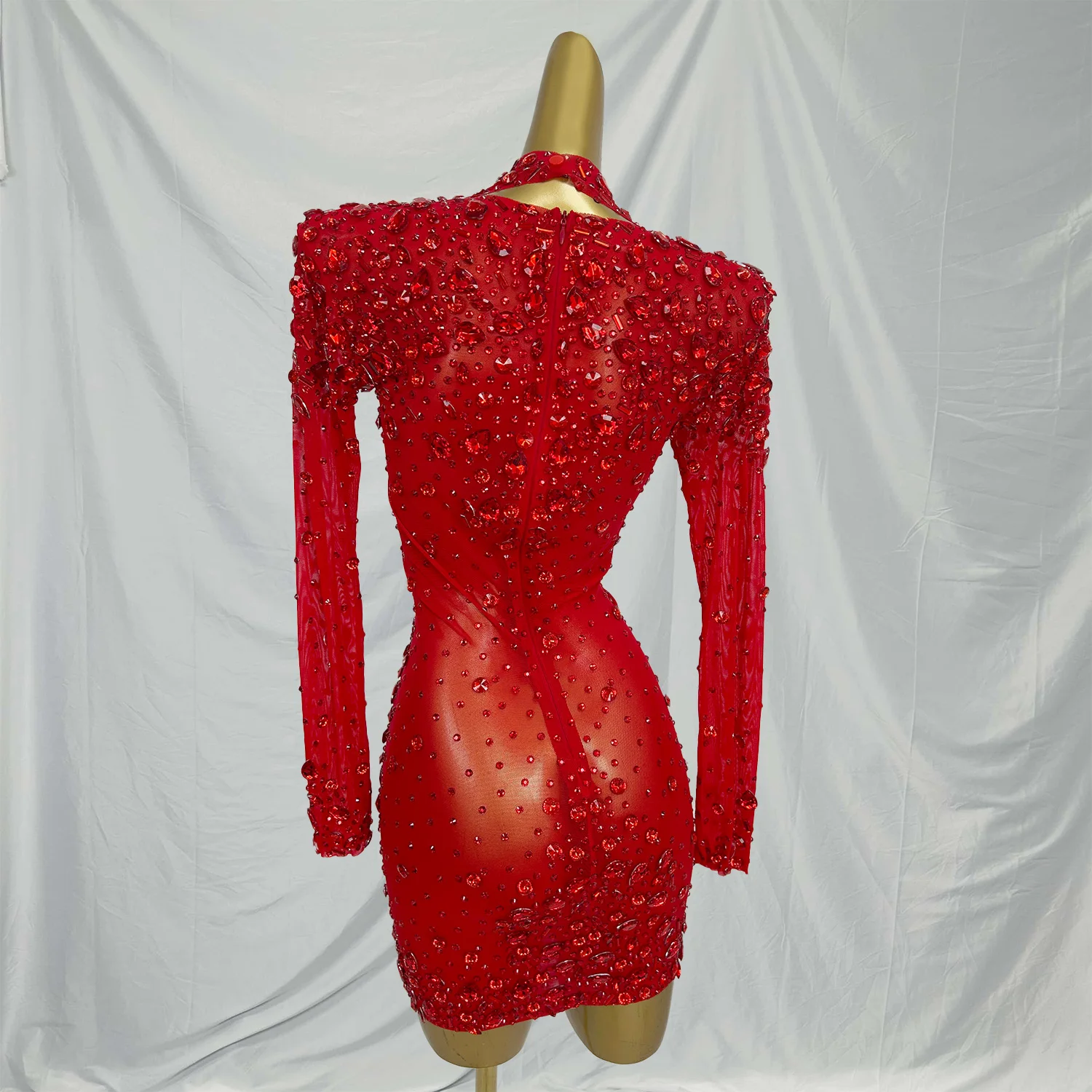 Cuixing Elegant Diamonds Birthday Party Performance Dress Sparkling Diamond Mini Evening Gown Sexy Prom Dress for Ladies Vestito