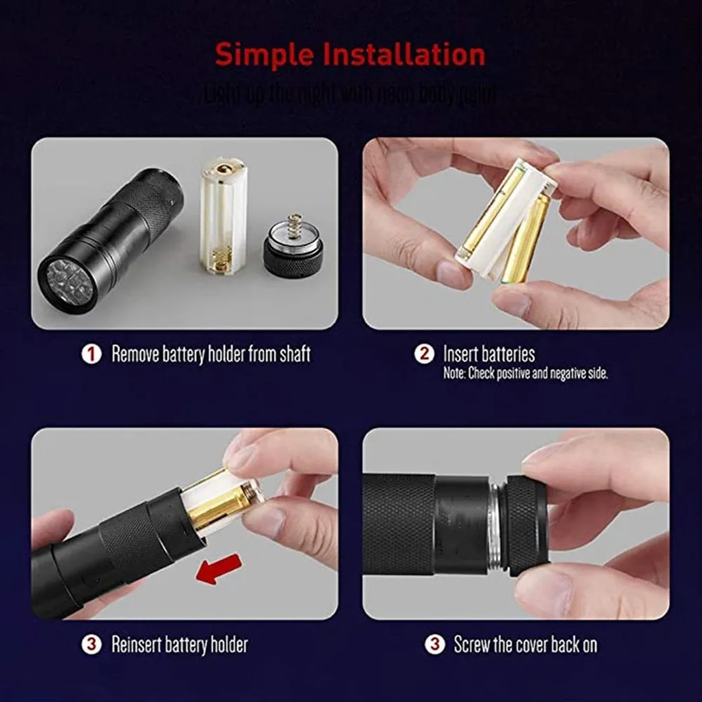 Aluminum Alloy Purple Light Flashlight Small Size Cylindrical Pet Urine Detector 12 LED Beads Handheld Pet Spot Check Torch