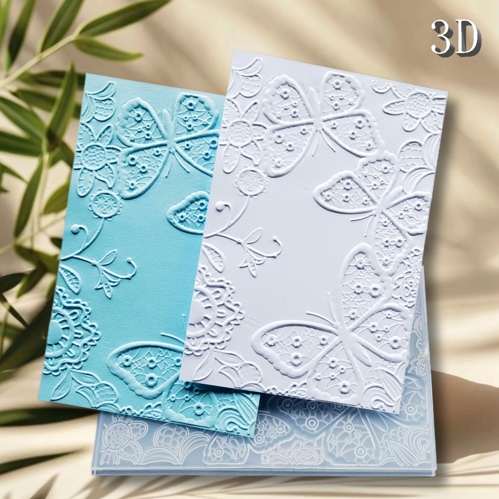 Hintergrundvorlage mit Spitzen-Schmetterlingsstruktur-Design, 3D-Prägeordner – robuster Kunststoff, praktische Prägung für die Herstellung von Karten a