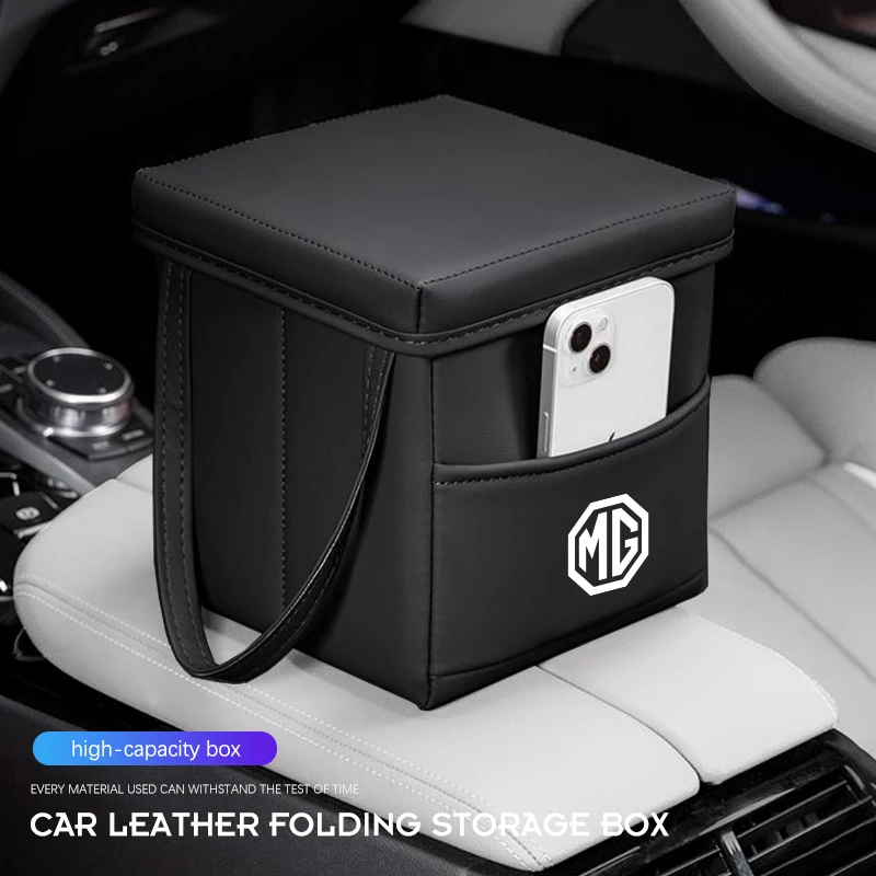 

Автомобильный кожаный ящик для хранения, складной мусорный ящик для MG 4 5 6 7 Cyberster ES5 ONE MG5 Scorpio ZS HS MARVEL-R Hector MG3 EZS EV GT