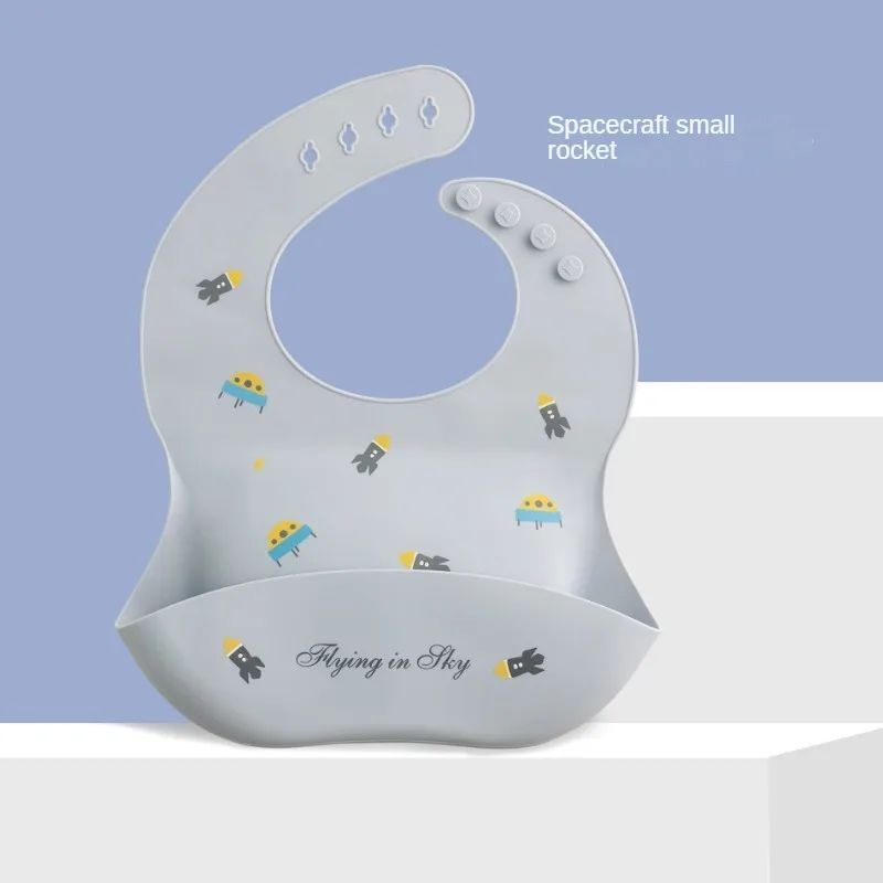 New Cute Cartoon Printed Waterproof Baby Silicone Bibs Girl Boy Infant Adjustable Steric Children Bib Feeding Stuff Tableware