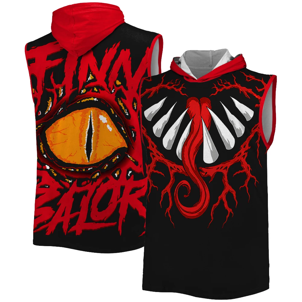 Men's Black Finn Bálor Demon Sleeveless Hoodie 3D Print Sports Quick Dry Breathable Gym Tank Top Street Casual Hooded Tank 2026