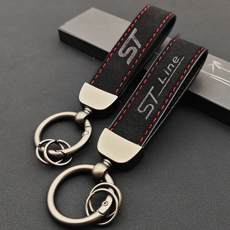 Car ST Line Suede Key Ring Holder Lanyard Auto Key Chain For Fusion Bronco EcoSport Styling Accessory