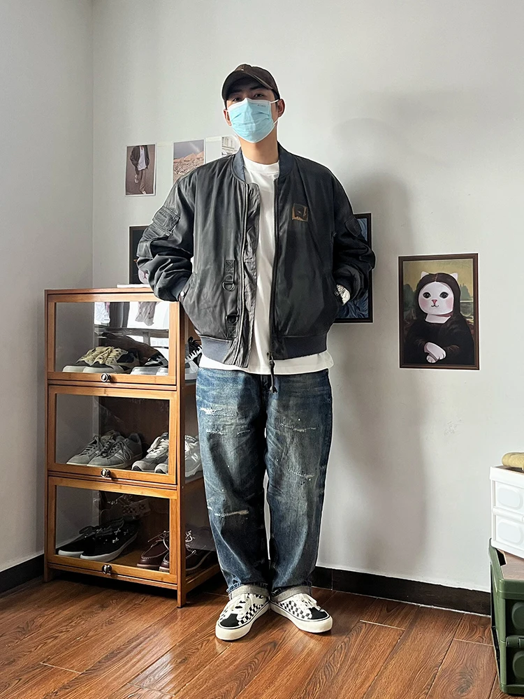 

Зимняя утепленная хлопковая куртка мужская свободного кроя в стиле ретро, бомбер, бейсбольная куртка, молодежная повседневная укороченная модель