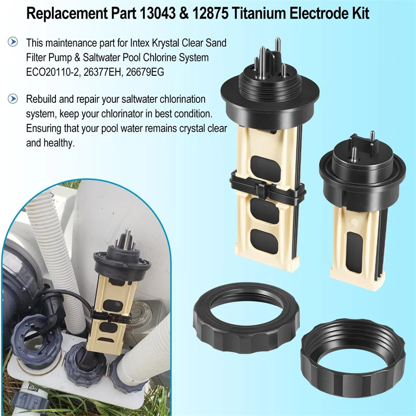 ANX 13043 & 12875 ECO Elektroden-Ersatzset Krystal Clear Pump ECO20110-2 26377EH 26679EG Salzwasser-Pool-Chlor 15K Gal – Detail 6