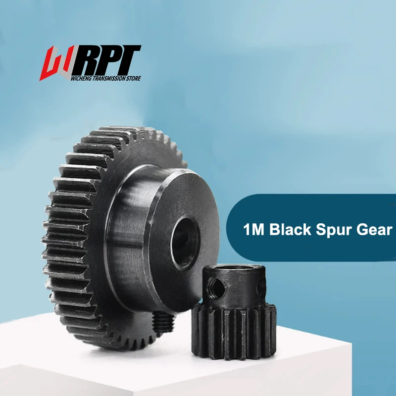 Black Straight Tooth Spur Pinion Gear 1 Module 24T 28T Inner Bore 6‑12mm Shaft Connector For CNC Industrial Transmission Par