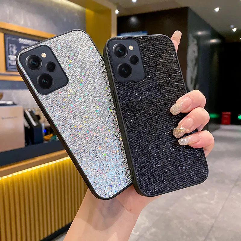 럭셔리 별빛 TPU 폰 케이스 샤오미 포코 F6 F5 프로 X3 X4 X5 X6 X7 프로 5G 글리터 가죽 충격 방지 소프트 쉘