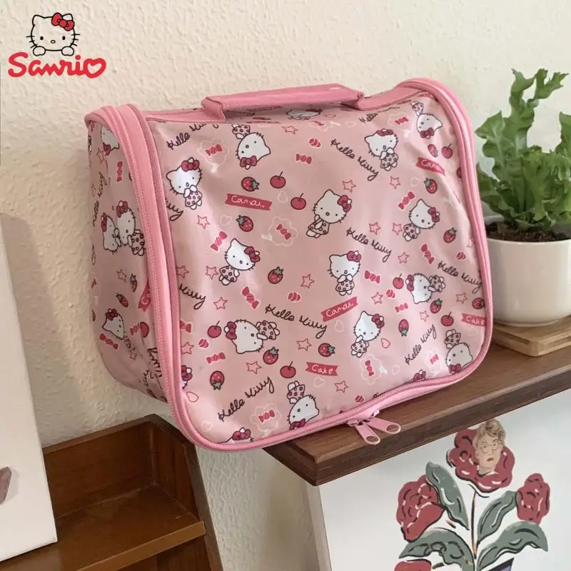 

Anime Sanrios Hello Kitty Cartoon Cosmetic Bag Kawaii Large Capacity Tote Bag Shopping Bags Girl Handbags Storage Bag Gifts
