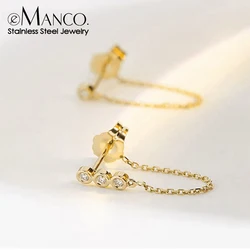 eManco Rhinestone Stainless Steel Drop Earrings Bohemian Chain Earrings Women's Fashion Fine Jewelry Wholesale