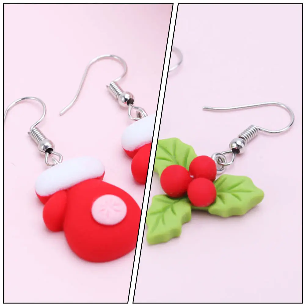 

3Pairs Xmas Ear Clips Christmas Berry Earrings Delicate Chic Women Party Festival Ear Danglers Gift Accessories