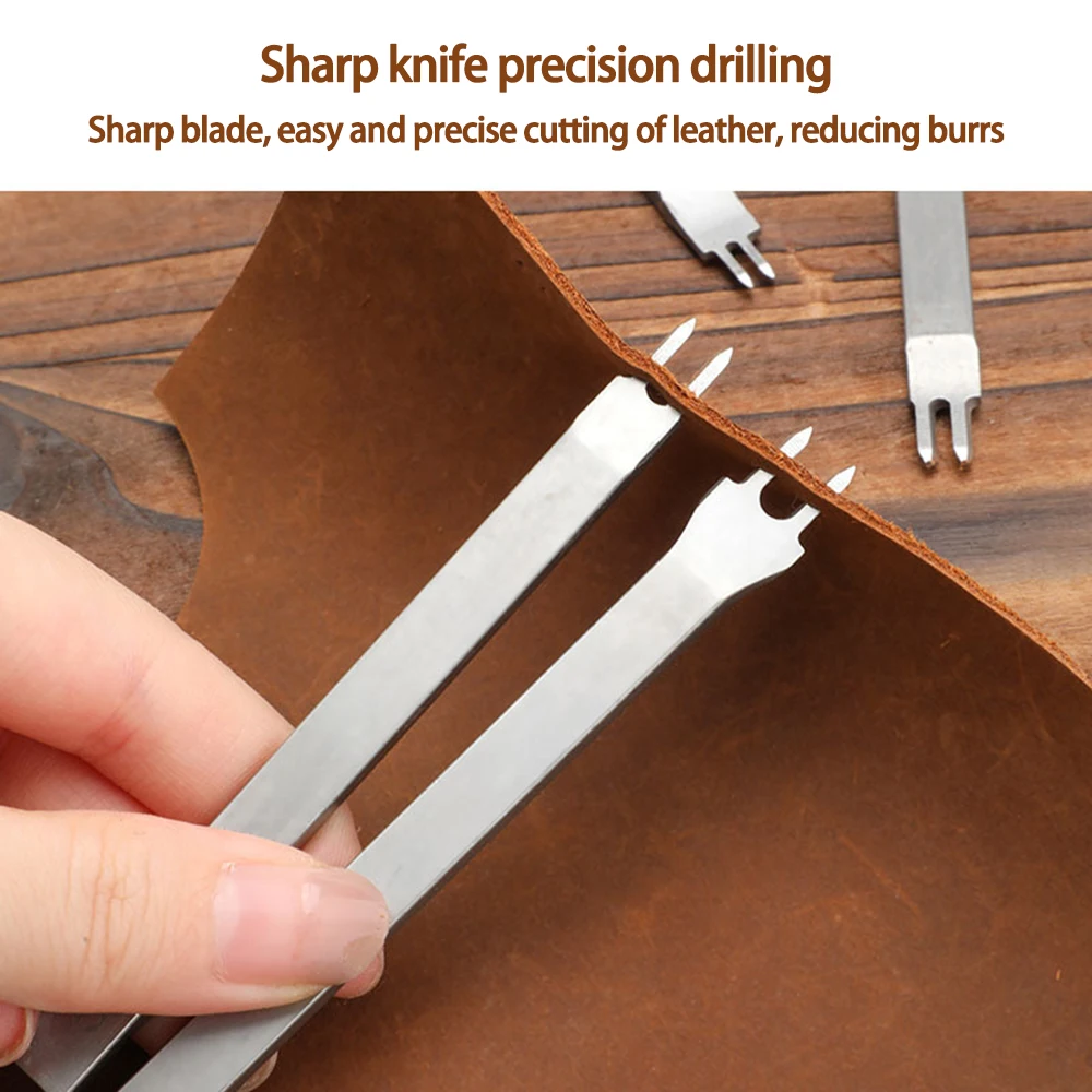 JUEGO DE CINCELES PARA CUERO 5MM - 3 Piezas 2/4/6 Puntas - Herramienta De Perforación Manual Acero Duradero Para DIY, Costura Y Grabado En Cuero