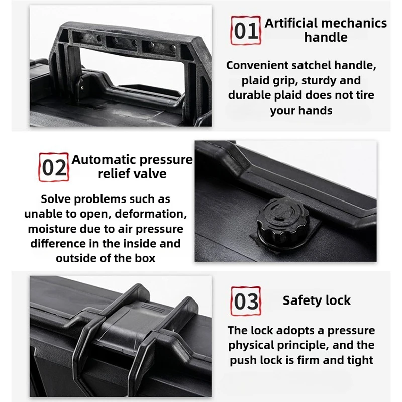 Stackable Toolbox Equipment Safety Protection Boxes Instrument Storage Organizer Boxes Outdoor Handheld Tactical Box with Lining