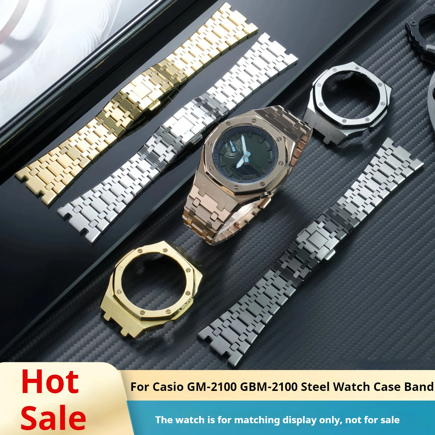 GM2100 Watch Mod Kit For Casio GM-2100 GBM2100 Stainless Steel Watch Case Metal Watch Band Casioak GBM2100 Modified Watch Shell
