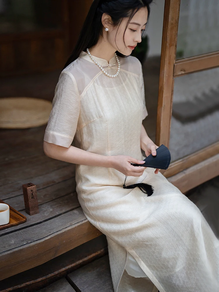 

Ревизированное хлопковое платье-ципао с воротником-стойкой, вышивкой в ромб, винтажное, элегантное, для повседневной носки, от Dr. Yanzu