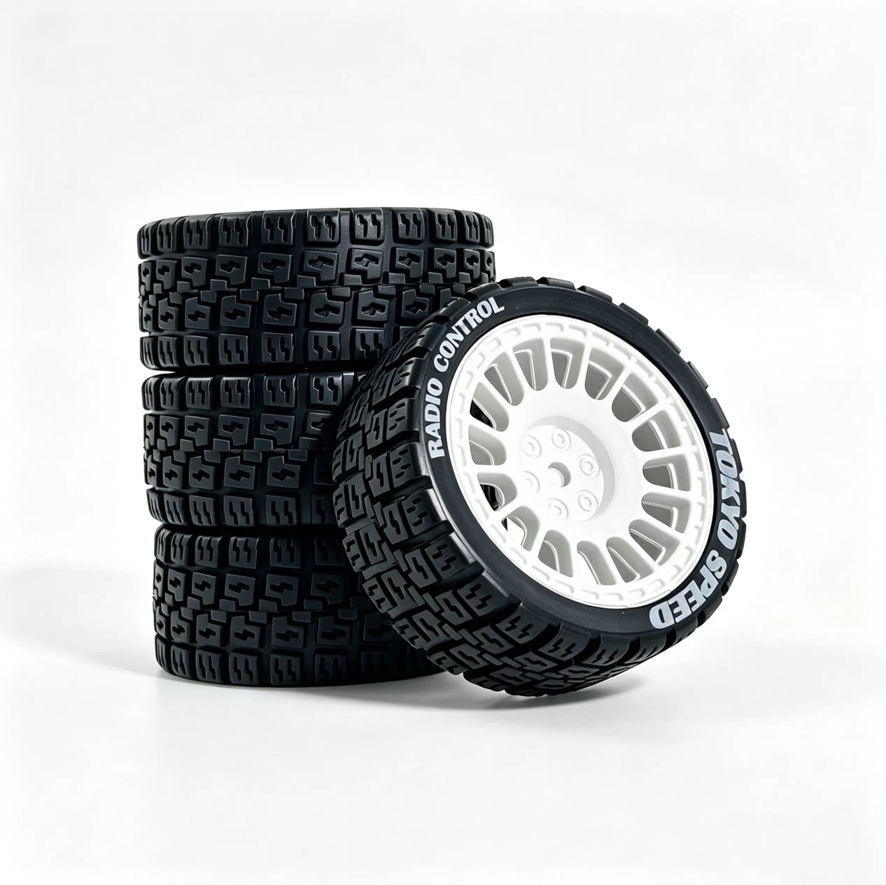 1/10 RC Rally Car 4Pcs 68mm Gravel Wheel Tire Set 12mm Hex Fit Tamiya TT02 XV01 MJX 10306 S10 KR10 HSP 94123 Off-Road Upgrade Re