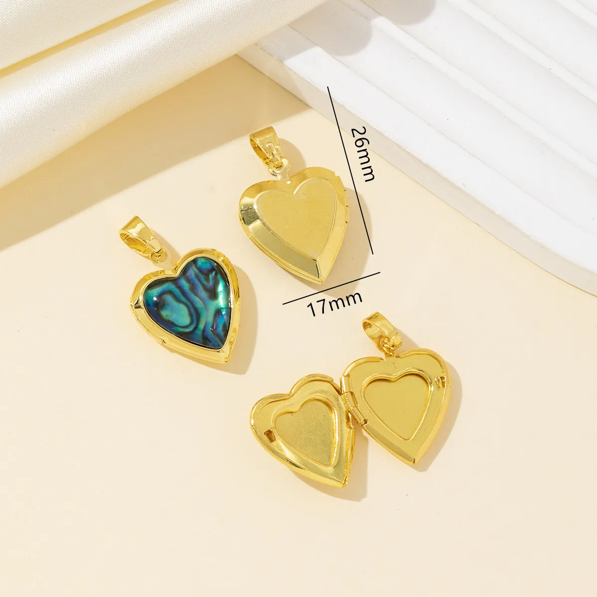 1pc 26x17mm Heart Shaped Gold Color Wrapped Pendant Natural Shell Charms for Jewelry Making DIY Necklace Earrings Accessories