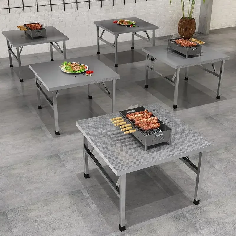 Stainless Steel Folding  Dining Table Household Dormitory Rental Room Dining  Writing Study Table