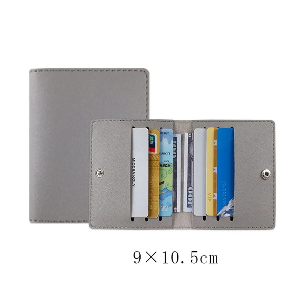 Men Women PU Leather ID Card Holder Solid Color Thin Business Bank Credit Card Box Multi Slot Slim Card Case Wallet Organizer