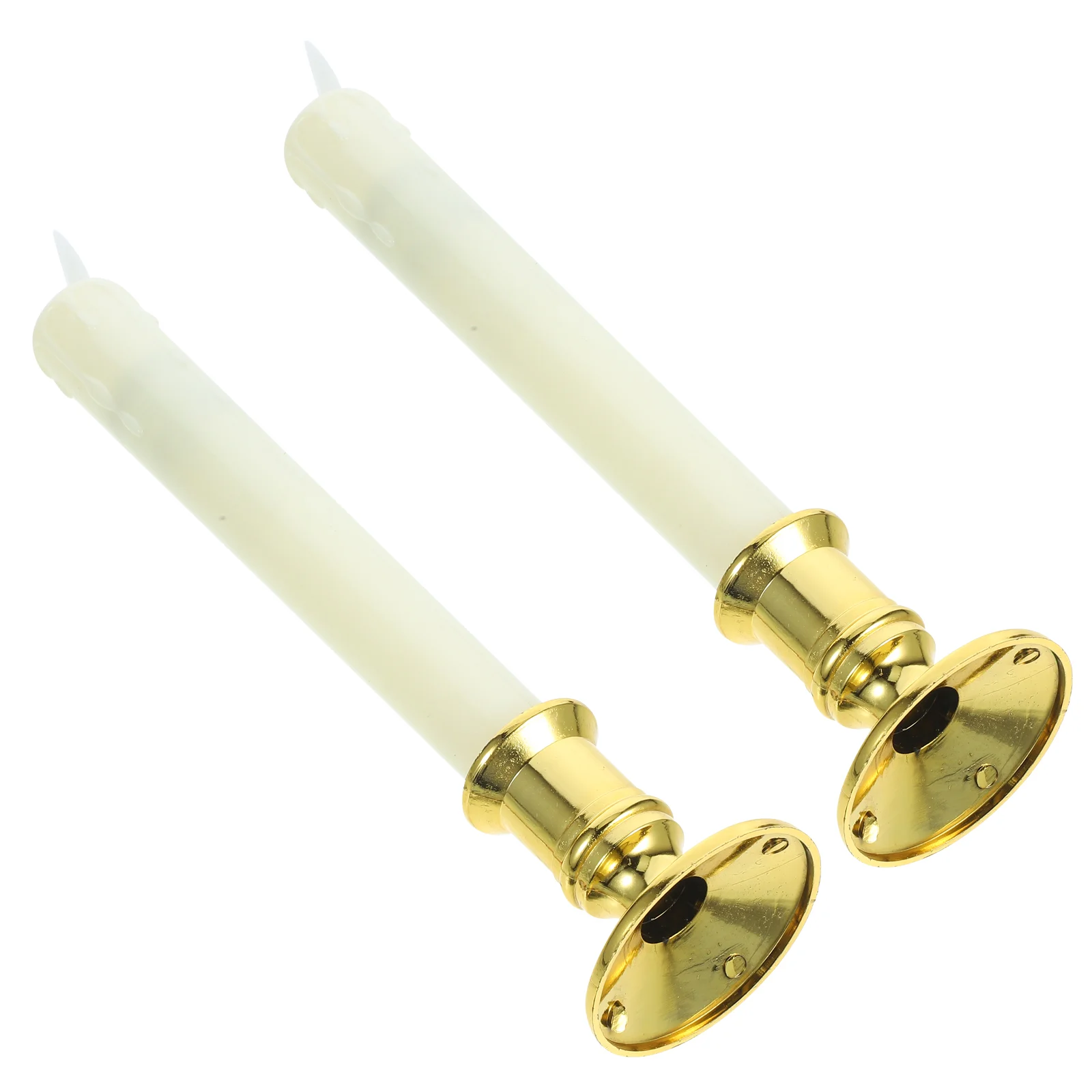 

2 Pcs Flame LED Pillar Candles Reusable Taper Lights Decoration Stick Holder Electronic Decorative Plastic Wax