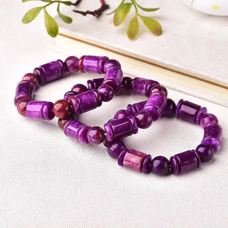 Natural Purple Hand -carved Cylindrical Jade Bracelet Fashion Boutique Jewelery Men's and Female Hand Decoration Gifts
