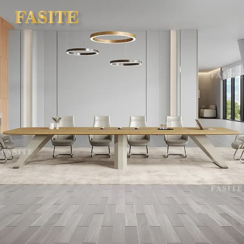 Simple Modern Conference Table Long Negotiation Desk Training Workbench for Large Meeting Room Office Furniture with Chairs