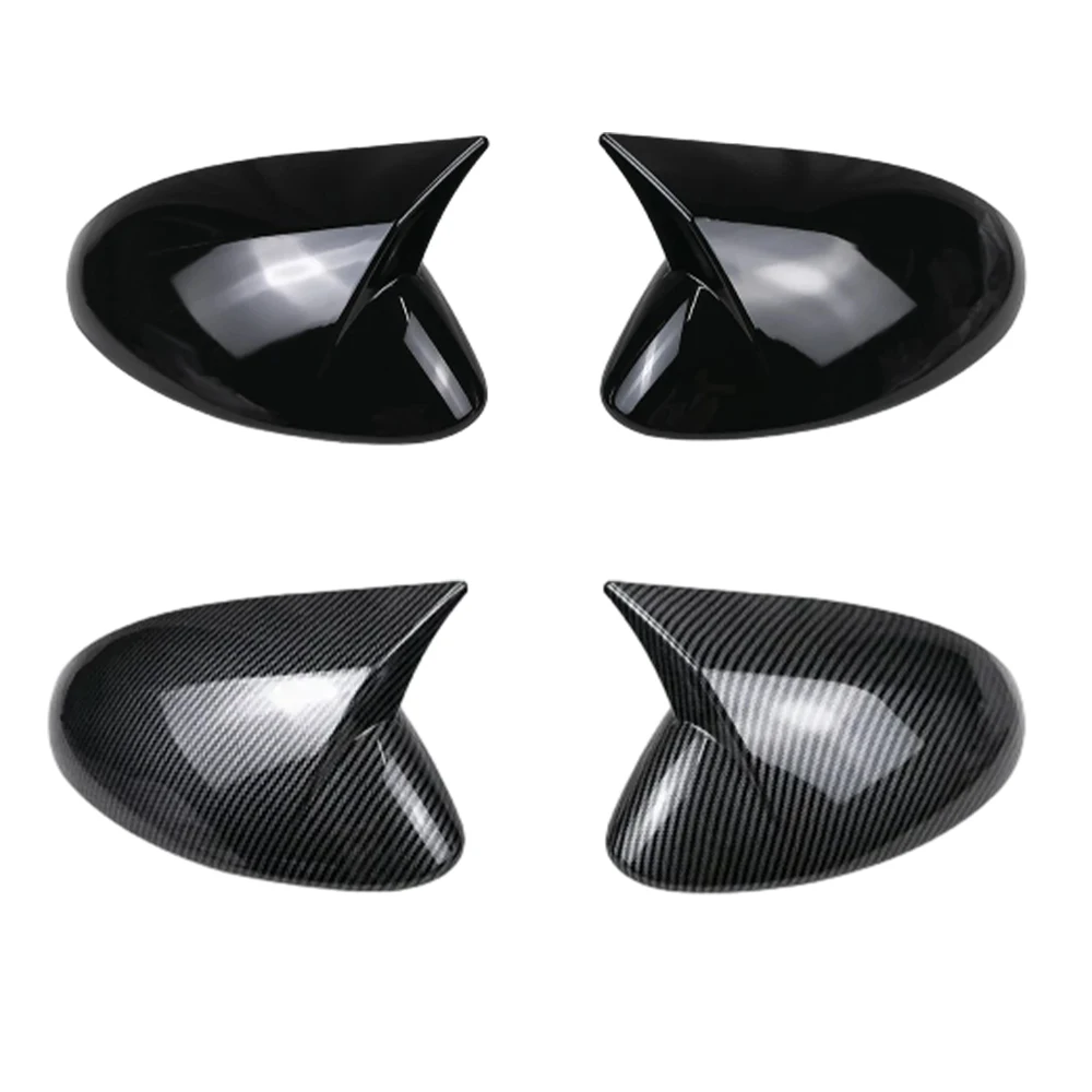 

For Alfa Romeo Stelvio 2017 2018 2019 2020 2021 2022 2pcs Glossy Black/Carbon Fiber Look Rearview Mirror Cover Stick-on