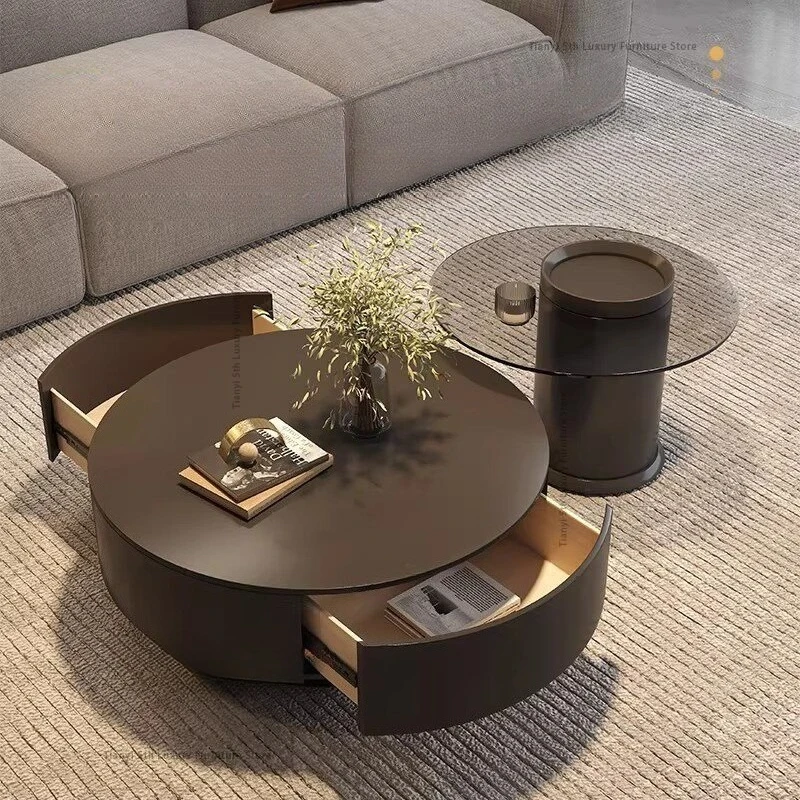 

Japanese Creative Round Coffee Table Italian Minimalist High-end Living Room Coffee Table Designer Creative Home Furniture FYCT