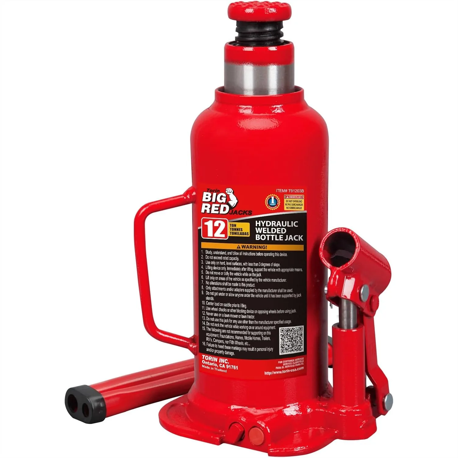 

12 Ton Hydraulic Bottle Jack for Auto Repair and House Lift with 9" to 18" Lifting Range