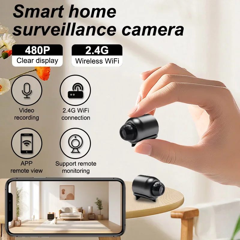 كاميرا أمان WiFi، تطبيق صغير، رؤية ليلية شفافة، خفيفة الوزن، محمولة، كاميرات ممتازة، كشف الحركة، كاميرا مراقبة لاسلكية