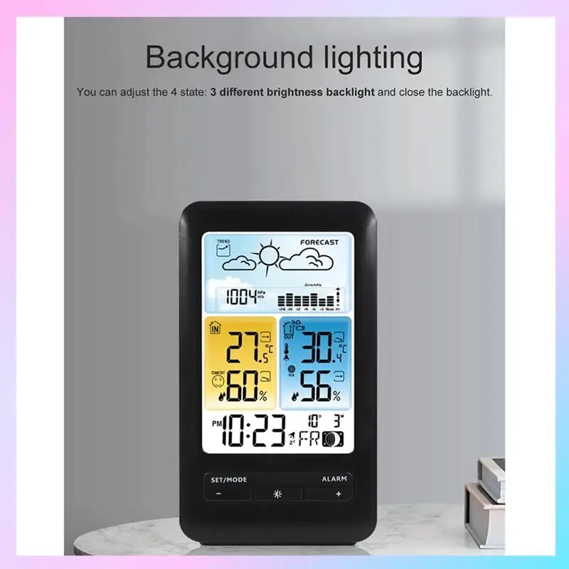 

AB25-Беспроводной цифровой дисплей, термометр метеостанции, будильник температуры и влажности, датчик прогноза погоды