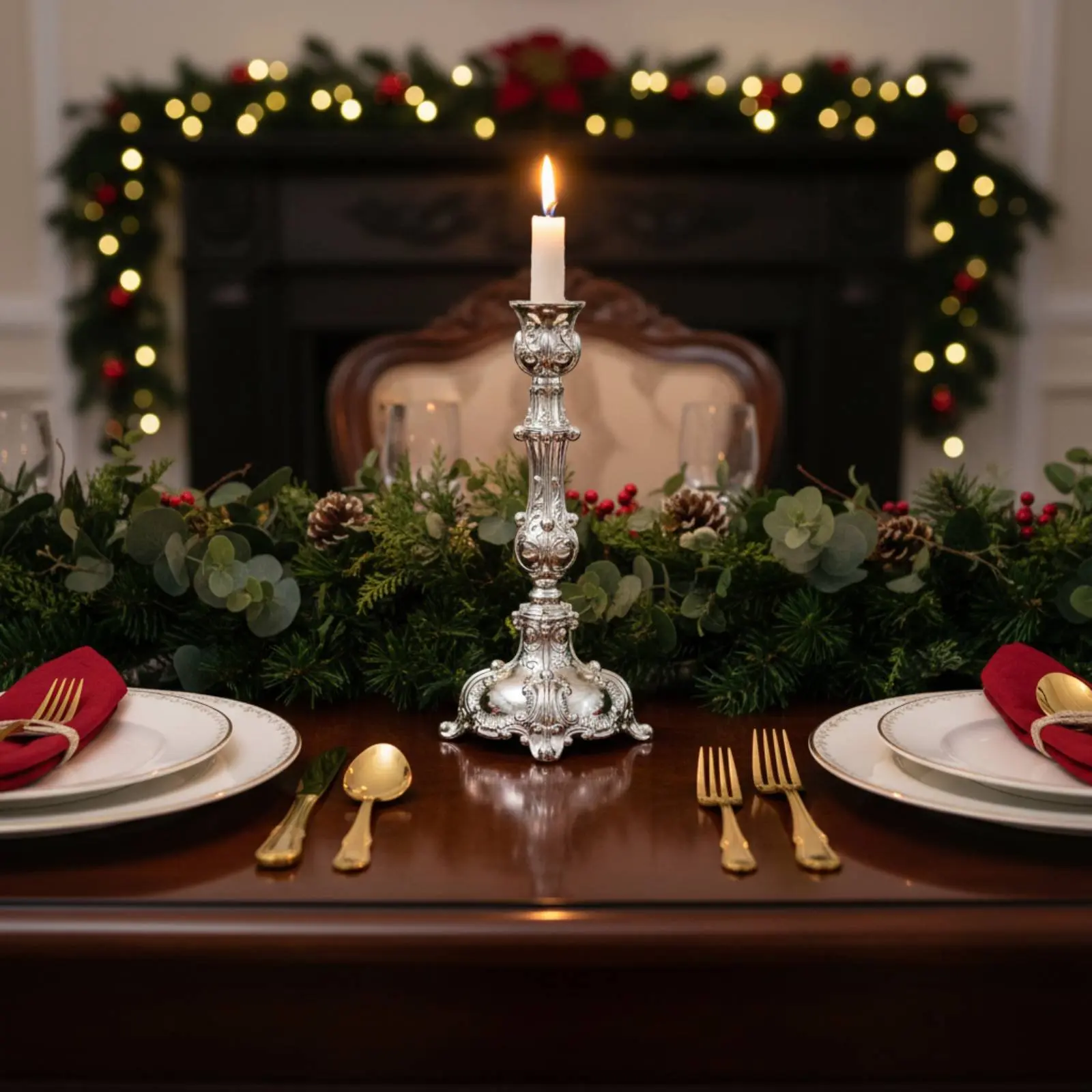 European Design Metal Candlestick Romantic Ambiance Desktop Decor House Decoration Sturdy Alloy Construction for Dinner Parties